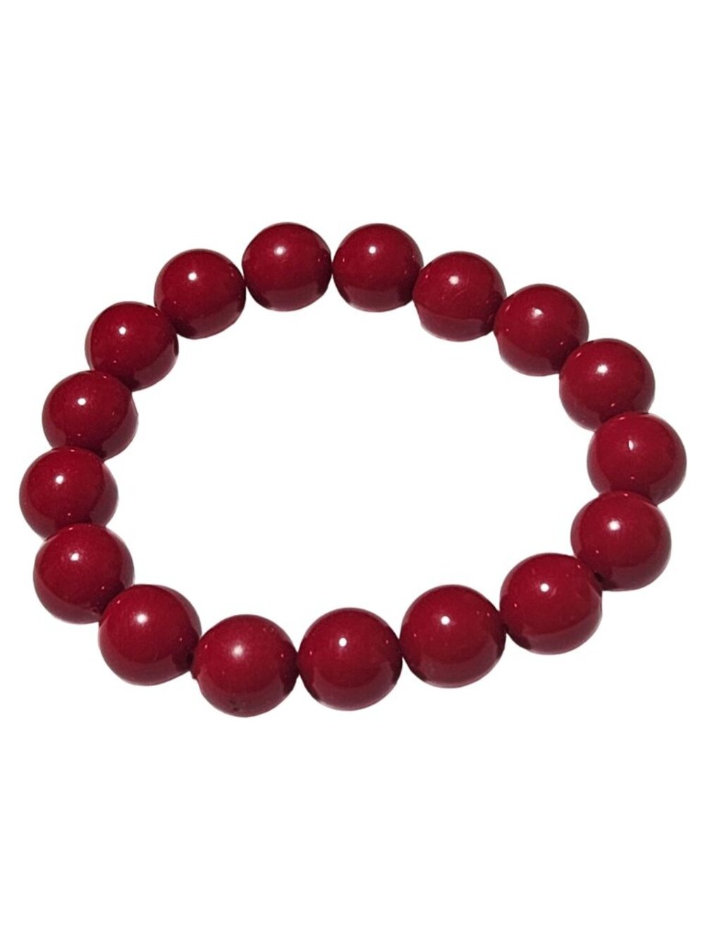 Classic Cherry Red Knotted Bead Bracelet Stretch Retro 50s 60s Fashion Jewelry
